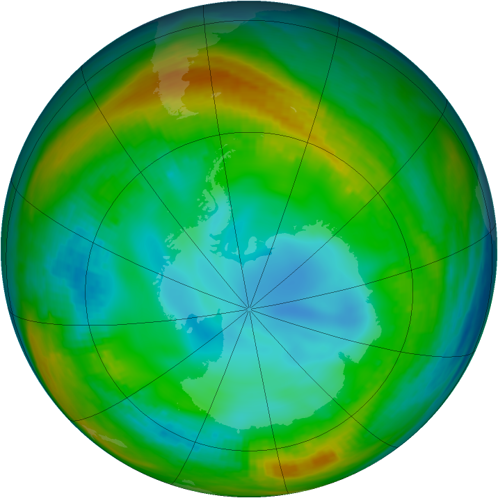 Antarctic ozone map for 22 July 1982